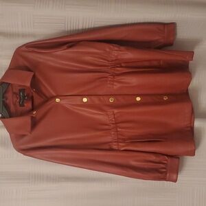 Burgundy Faux Leather Jacket